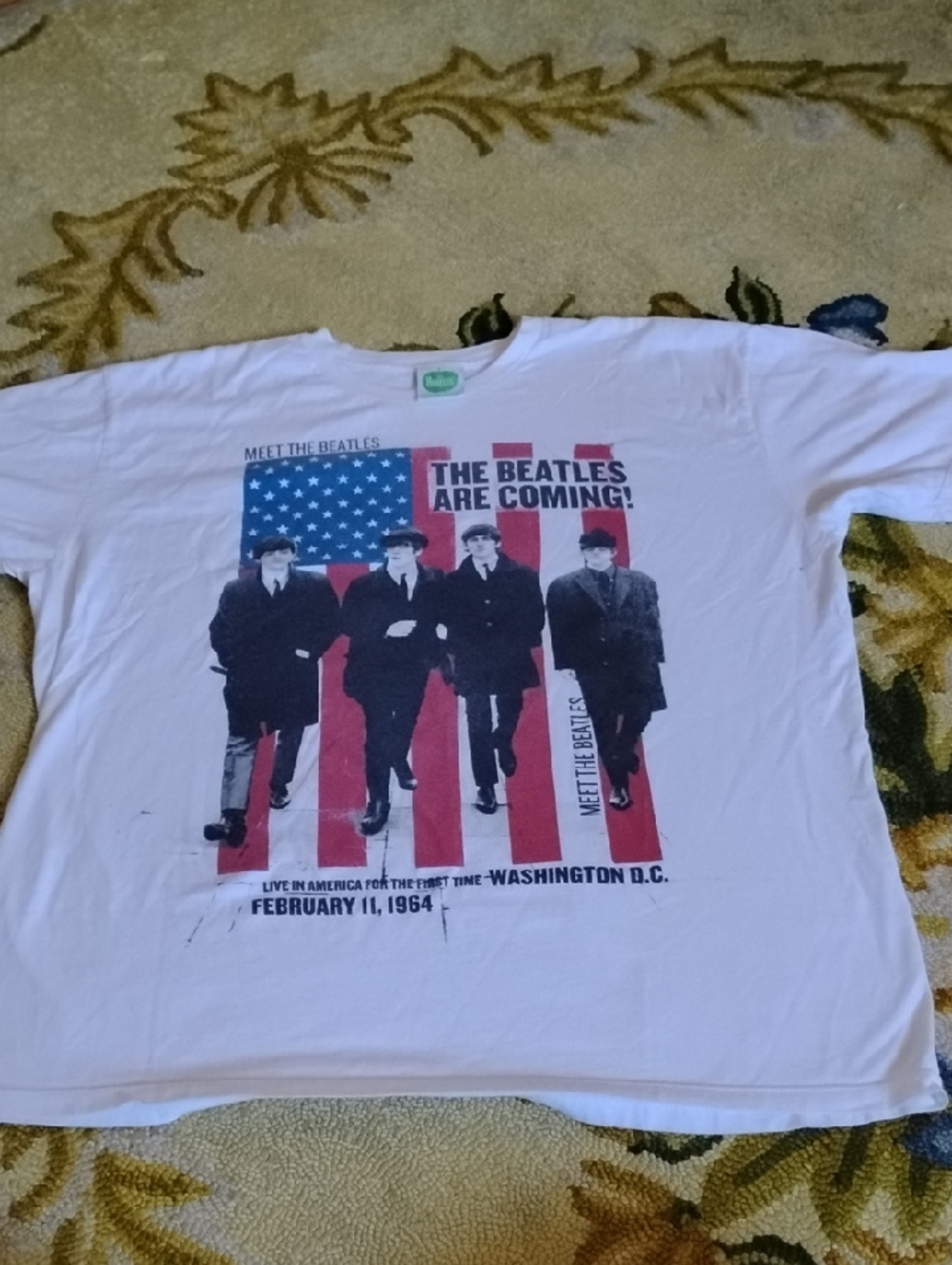 Men's White XL Meet The Beatles Are Coming To America Shirt Authentic Apple Tag